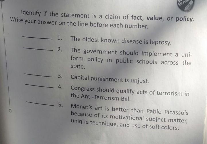 Types of Claims Fact, Value, and Policy